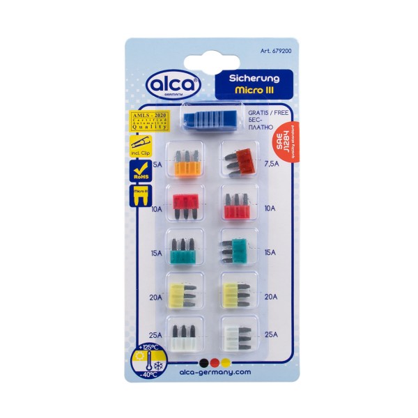 Micro 3 Sicherungen 5 - 25 A; 10 St. Blister