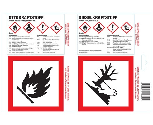 Haftetikette für Kraftstoffkanister Otto-/Dieselkraftstoff EU